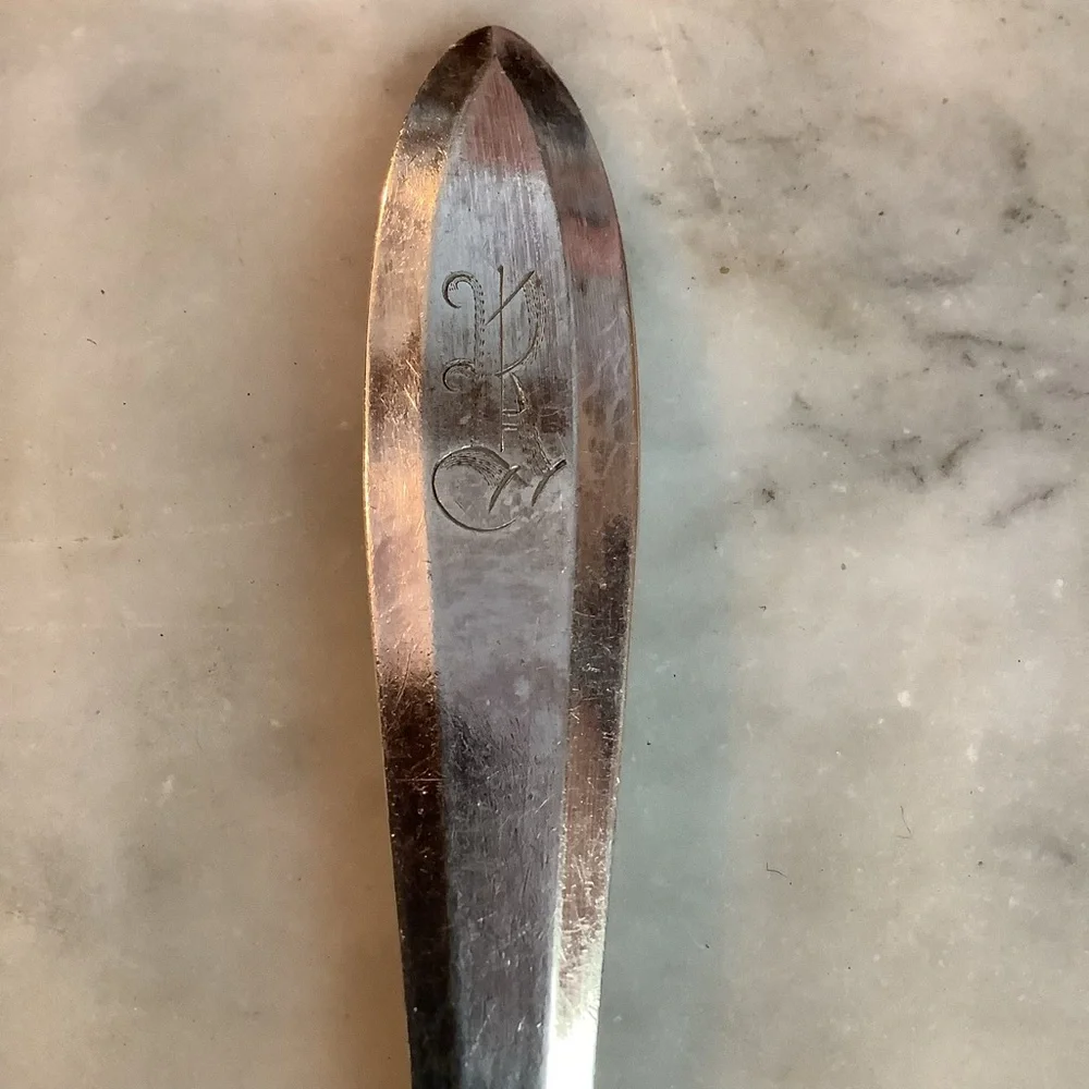Set of 6 Vintage Antique Large Silver Plate Serving Spoons